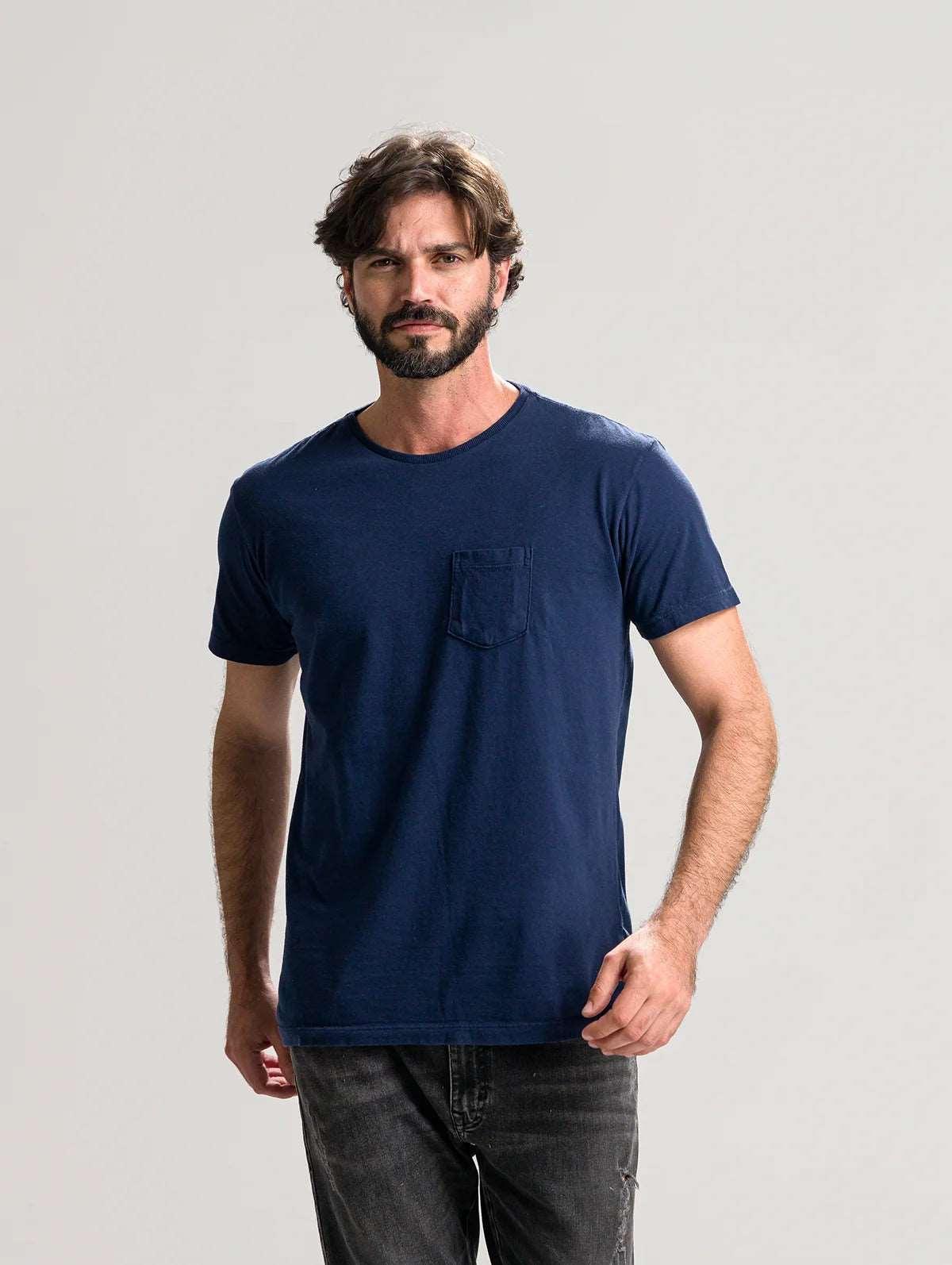 Camiseta Básica Azul Marinho com Bolso Kessler - Kessler